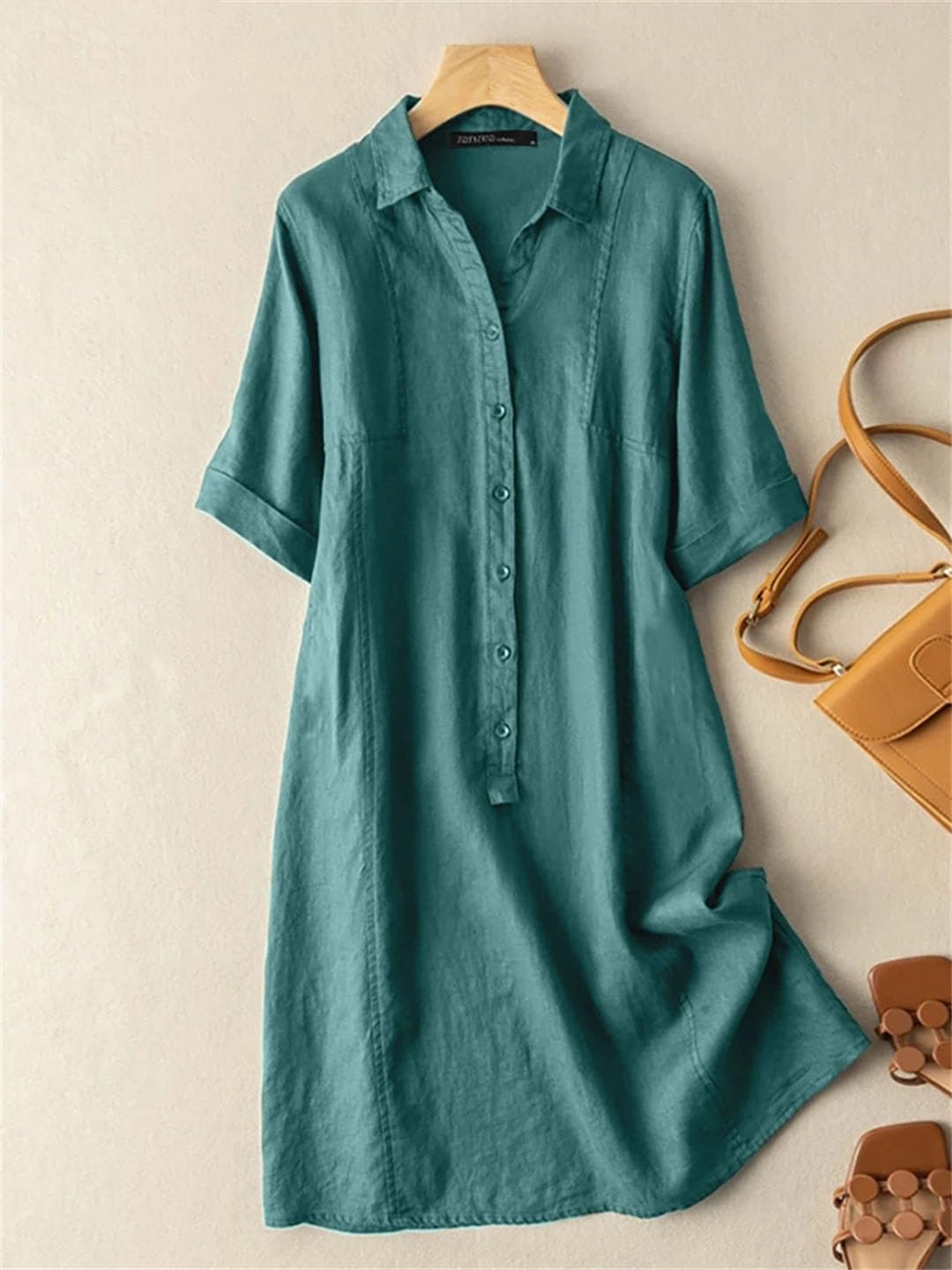 Sukienka damska elegancka sukienka z krótkim rękawem kobiety vintage bawełna Vestido okrągły dekolt guzik linia A robocza Sundress szlafrok Femme