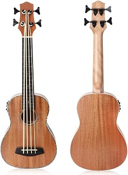 Electric Bass Ukulele, 30 Inch Mahogany Ubass Beginner with Gig Bag Picks Wrench, Electric Acoustic Bass Ukulele for Beginner and Advanced