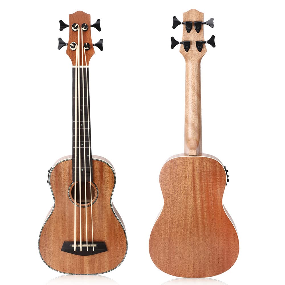 Ukulele Basso Elettrico, Sapele Ubass da 30 Pollici per Professionisti Principianti con Pickup per Adulti e Bambini, Alimentato a Batteria CR2032 (non inclusa)