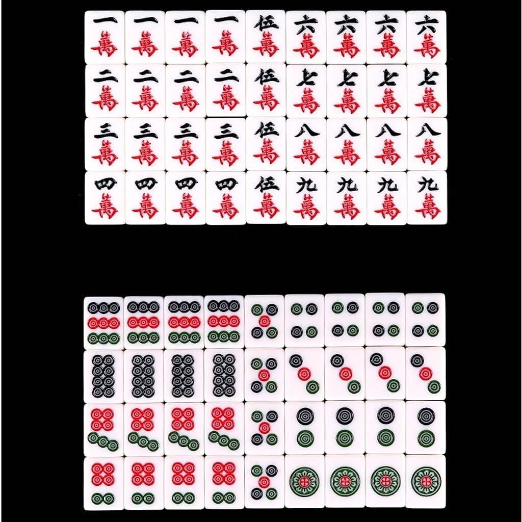 Zestaw płytek MahJongg Zestaw chińskiego mahjonga 144 płytek z torbą podróżną Zestaw do gry w chińskiego mahjonga(Blu,40#)