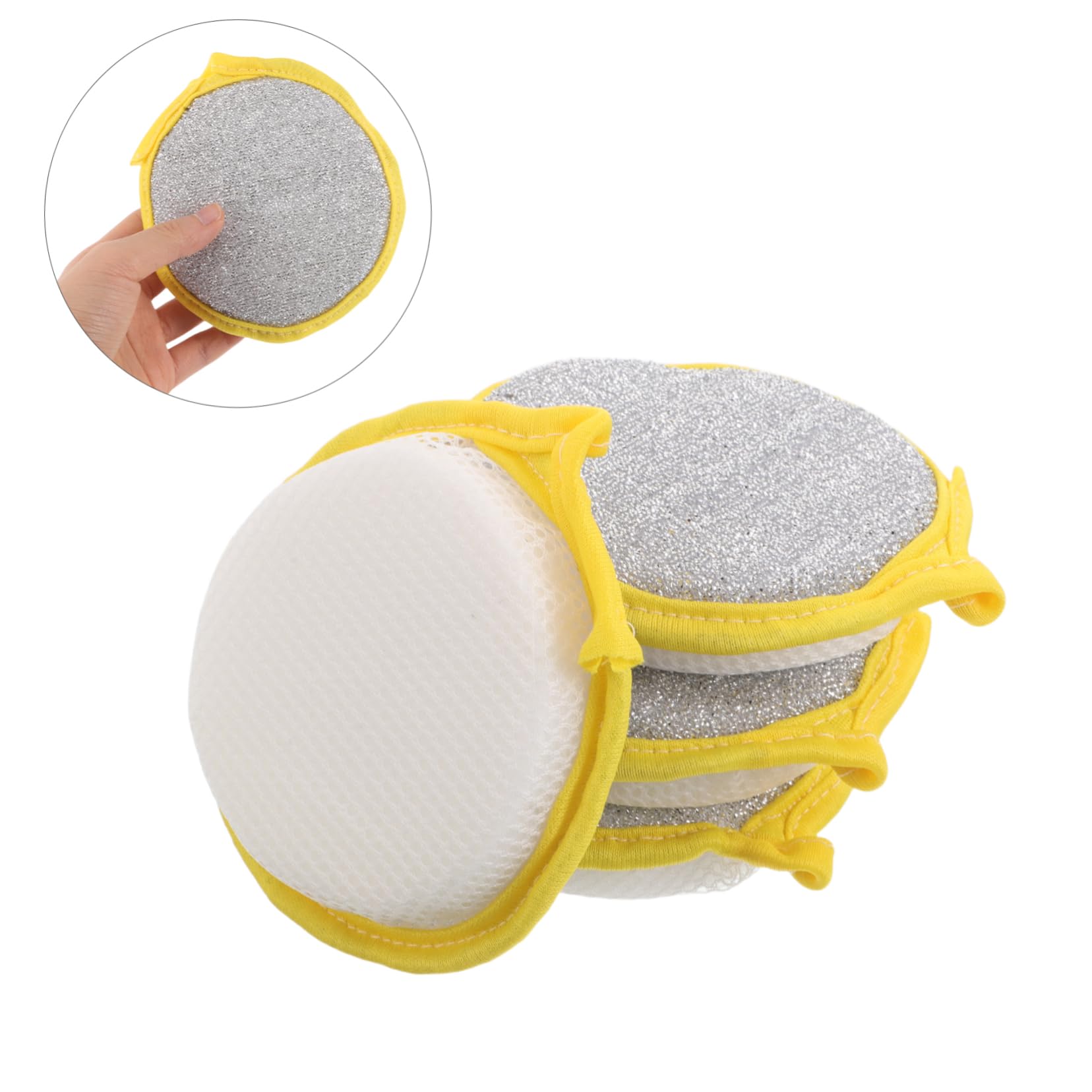 FRCOLOR 30piezas Esponjas Redondas para Lavavajillas Estropajos de Cocina Multifuncionales de Doble Cara Que No Rayan Orificios para Colgar para Limpiar Platos Ollas y Sartenes