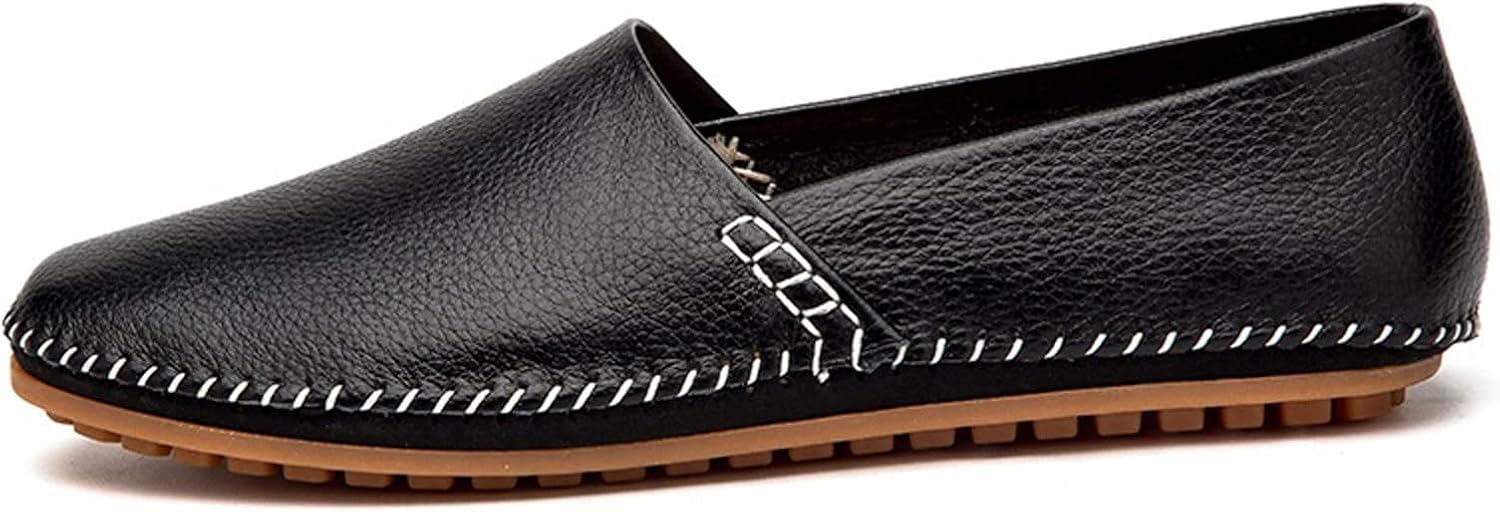 紳士靴 ファッションメンドライビングシューズレザースリップオンホムローファーカジュアル ソフト快適 (Color : Black,