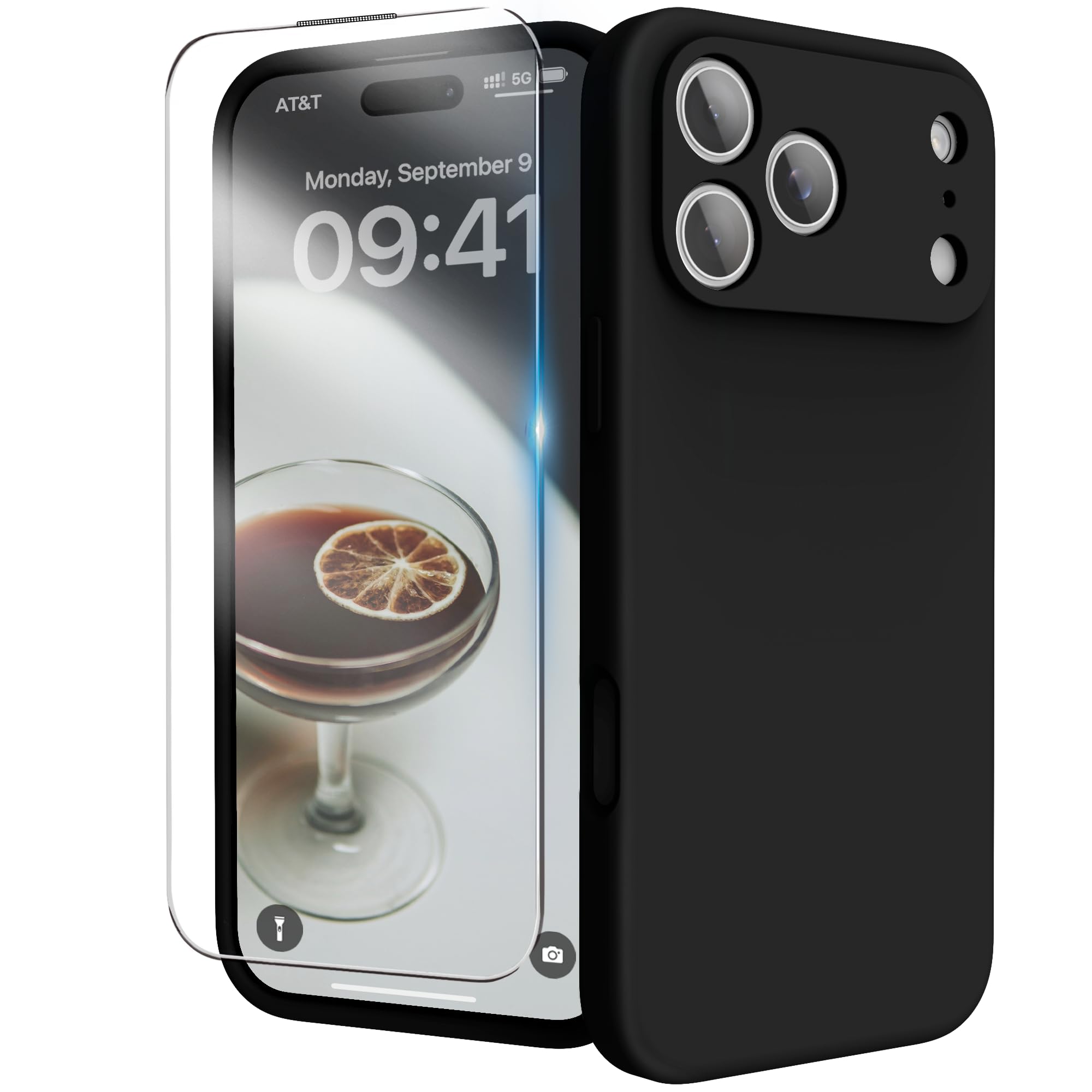 Photo 1 of INGIDO for iPhone 17 Pro Case, Liquid Silicone Cover with Camera Protection Anti-Scratch Soft Microfiber Lining Shockproof Protective Phone Case for iPhone 17 Pro 6.3", Black