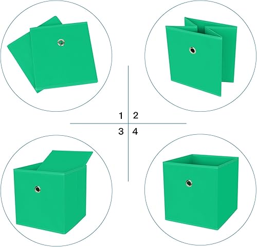 Miniatura 6 de Contenedores de almacenamiento de tela, cubos de almacenamiento de tela de 11 pulgadas, cubos de almacenamiento plegables con asas dobles para