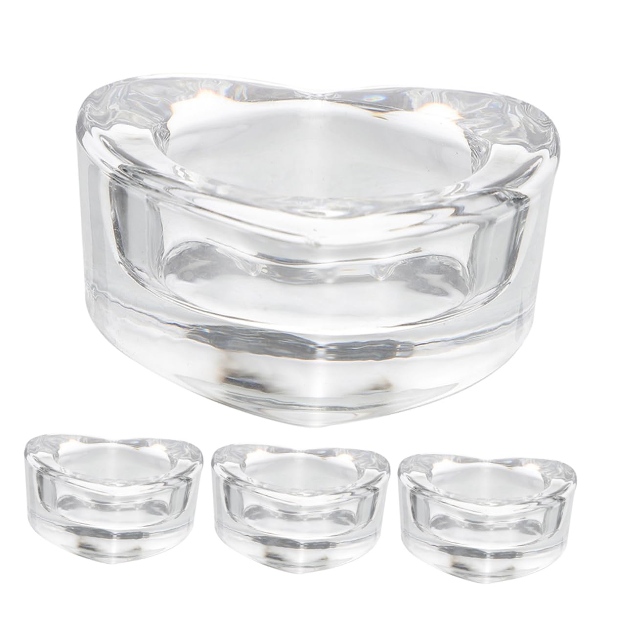 Alipis 4Pcs Heart Shaped Glass Candle Holders Clear Candle Holders for Taper Candles Elegant Decorative Candle Containers for Weddings Parties and Home Decor