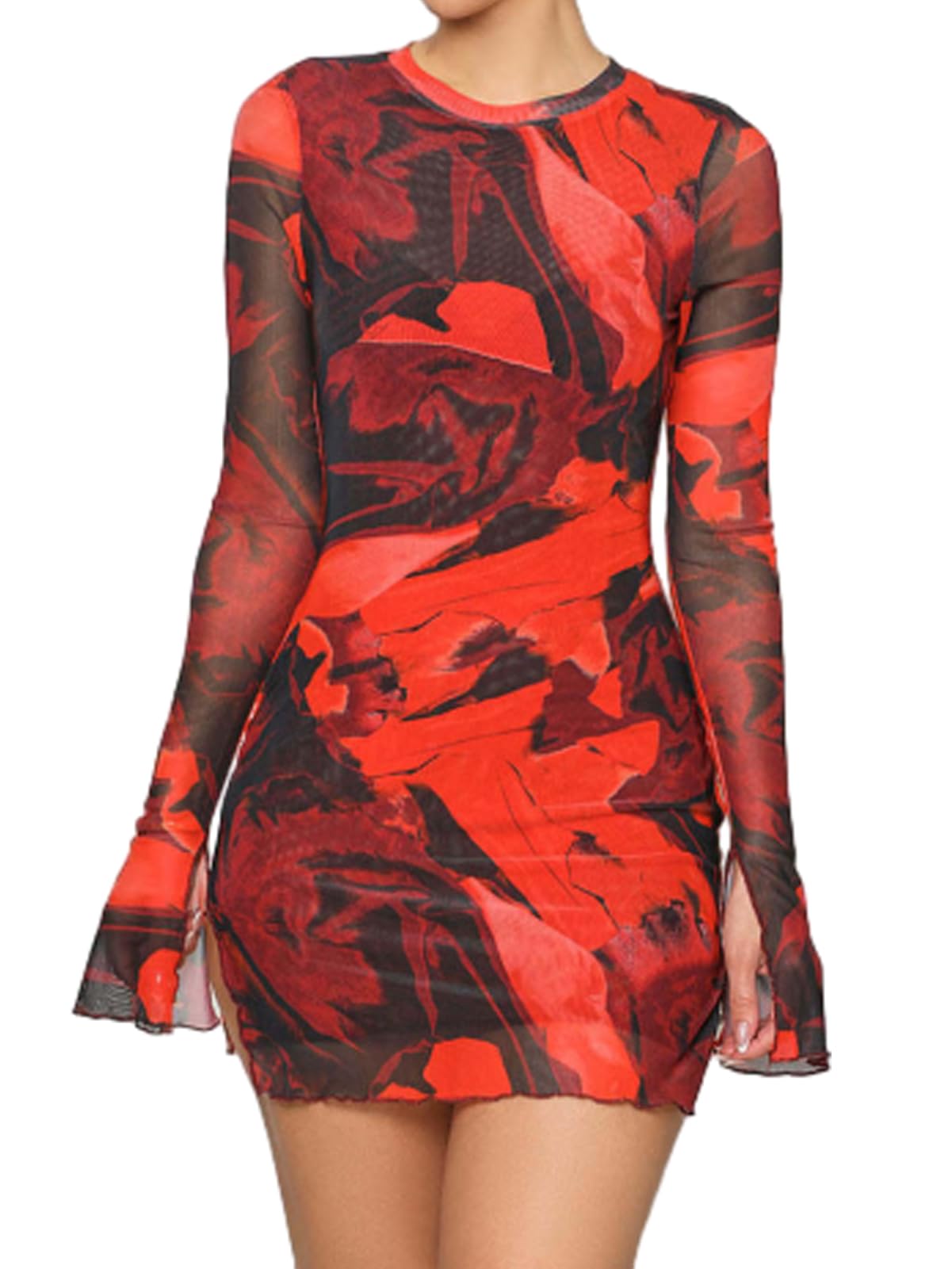 Robe mini florale en maille Fastkoala confortable pour sublimer la silhouette - 5