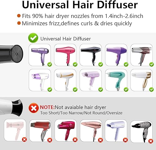 Miniatura 7 de Difusor para secadora de pelo,difusor universal, accesorio para cabello ondulado, grueso y natural, difusor profesional para secadora de pelo,