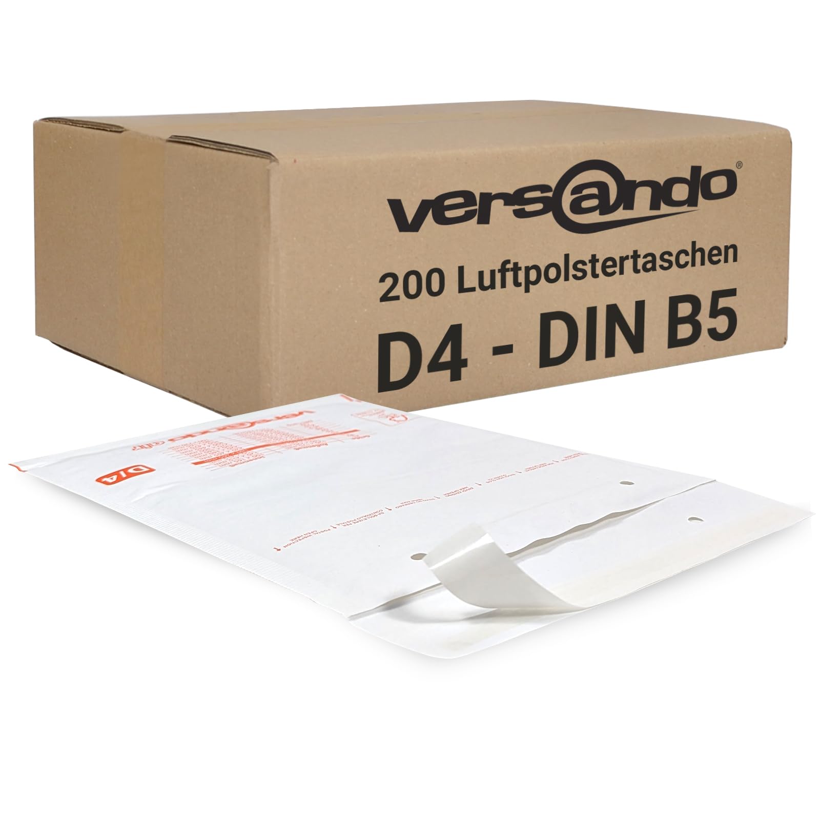 versando 200x D4 Luftpolsterumschläge Innenmaß 180 x 265 mm Außenmaß 200 x 275 mm weiß für DIN A5 / DVD/ B5