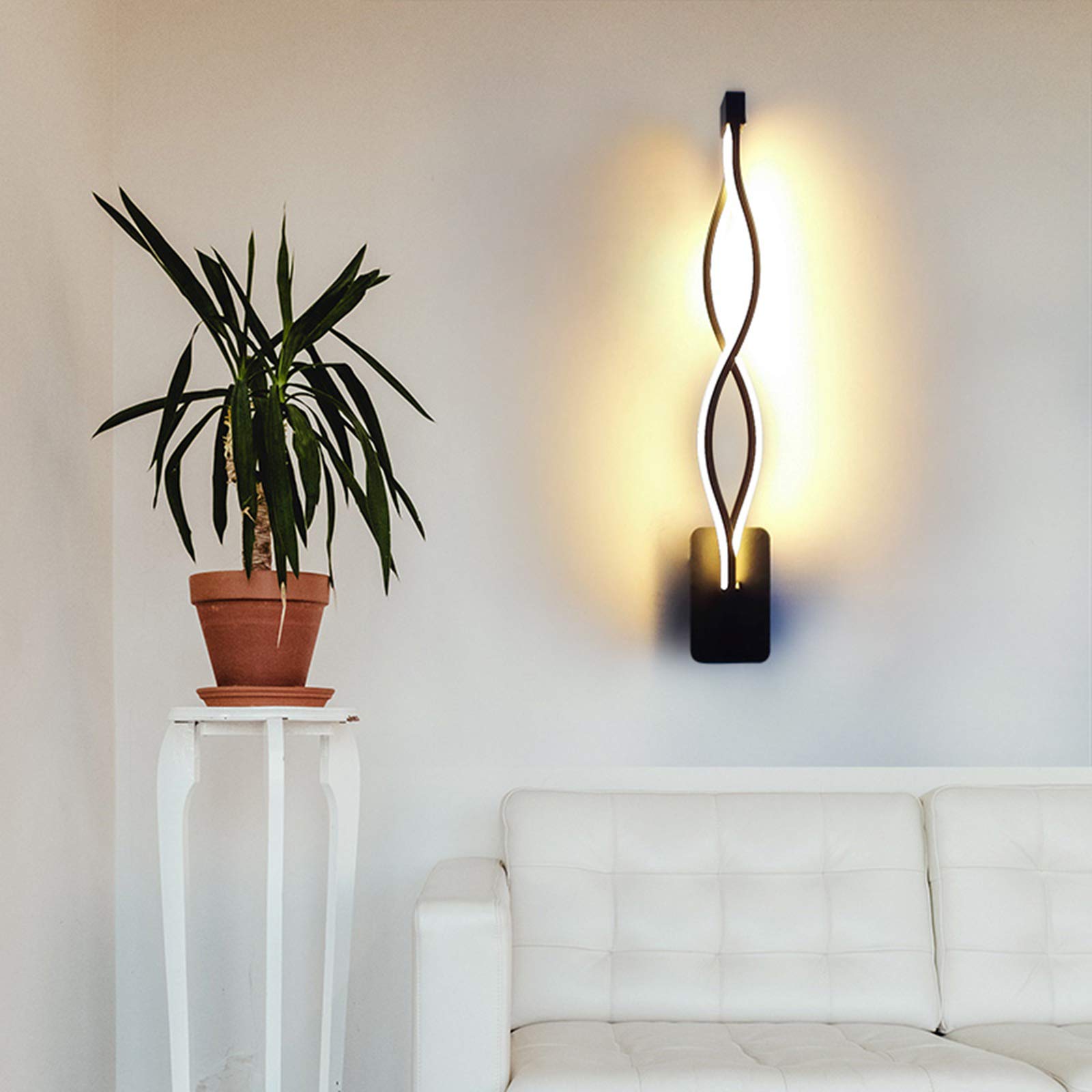 Riserva Lampada da Parete LED Interni, 16W 1800LM Luce da Parete Moderna, Applique da Parete Creativa, 3 Temperature 3000K/4500K/6500K, per Camera da Letto, Scale, Soggiorno (Bianco