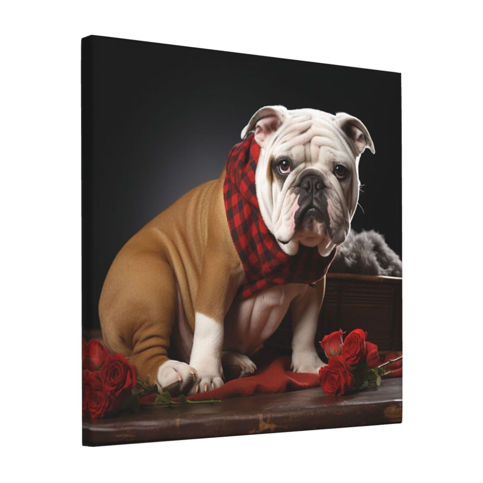 FodPand Lover Bulldog Canvas Wall Art for Living Room Wall Decor 12"x12" Modern Artwork Painting Pictures Hanging Canvas Prints Aesthetic Wall Art for Bedroom Bathroom Office Wallart Decor