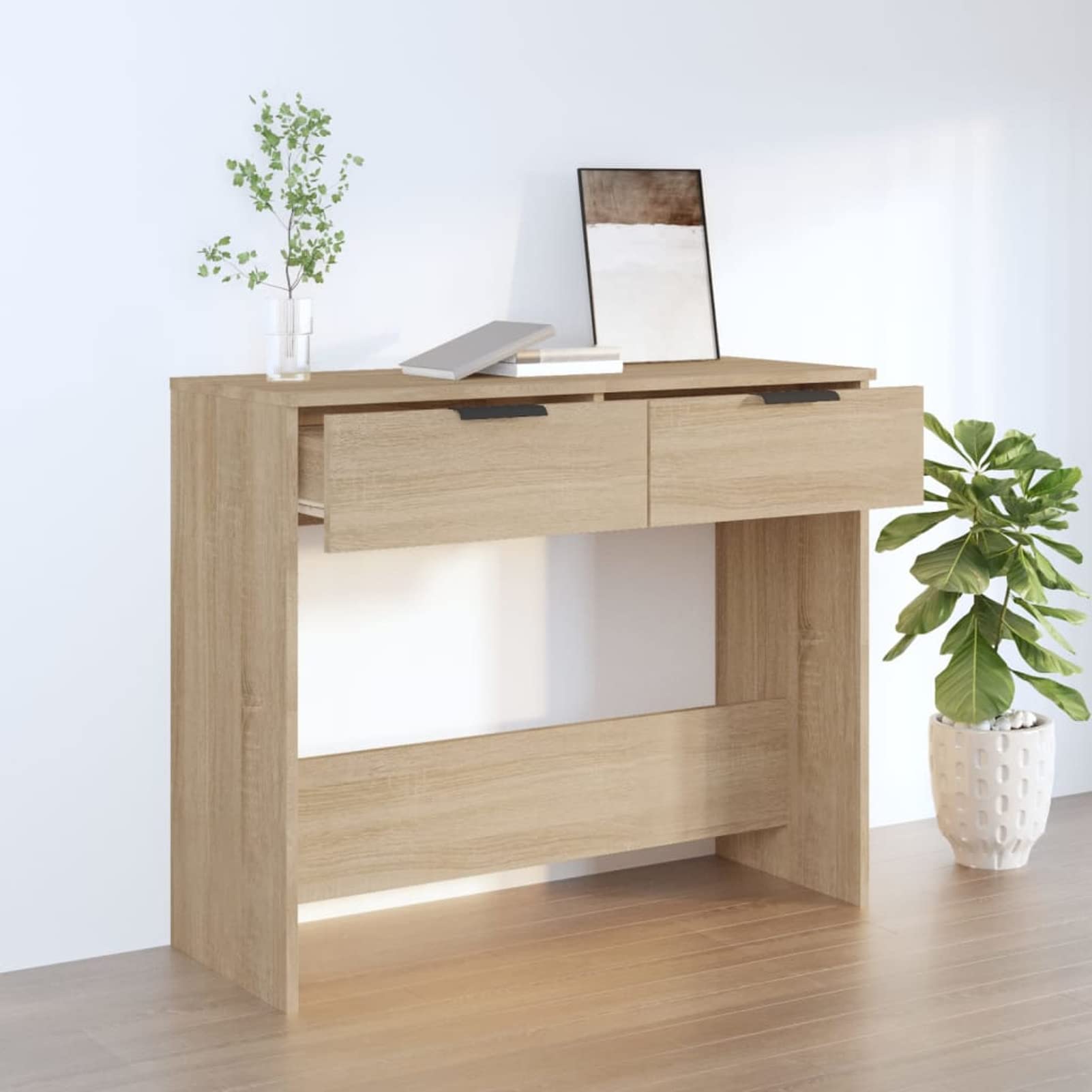Homgoday Mesa Consola de Madera contrachapada Roble Sonoma 90x36x75 cm Mesas auxiliares de salón,Mesa Consola Recibidor Mueble de Entrada Estrecha Clásica