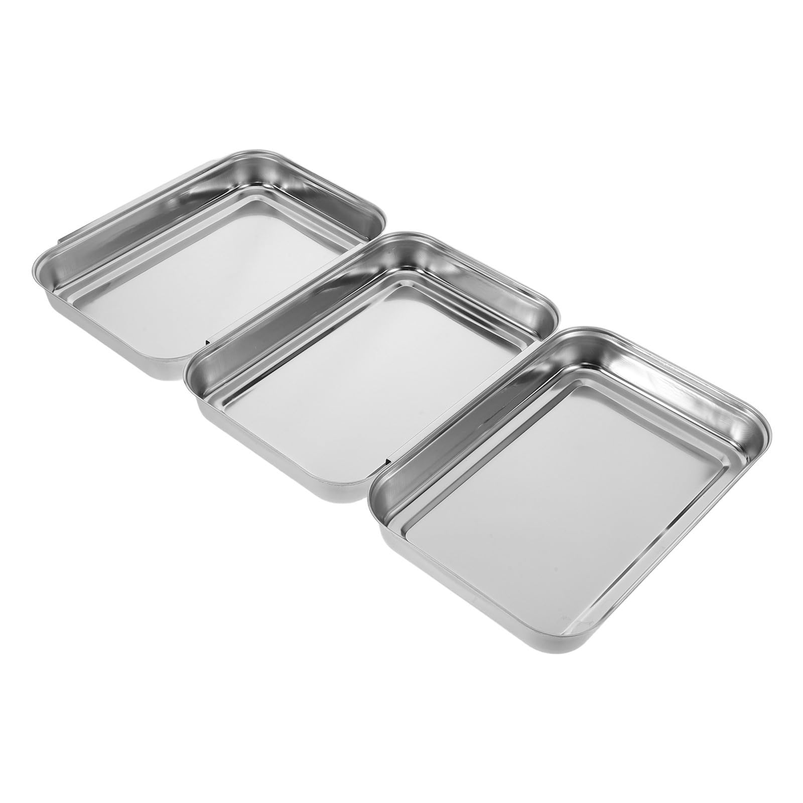Bandejas de acero inoxidable juego de 3 apilables y resistentes al óxido para cocina