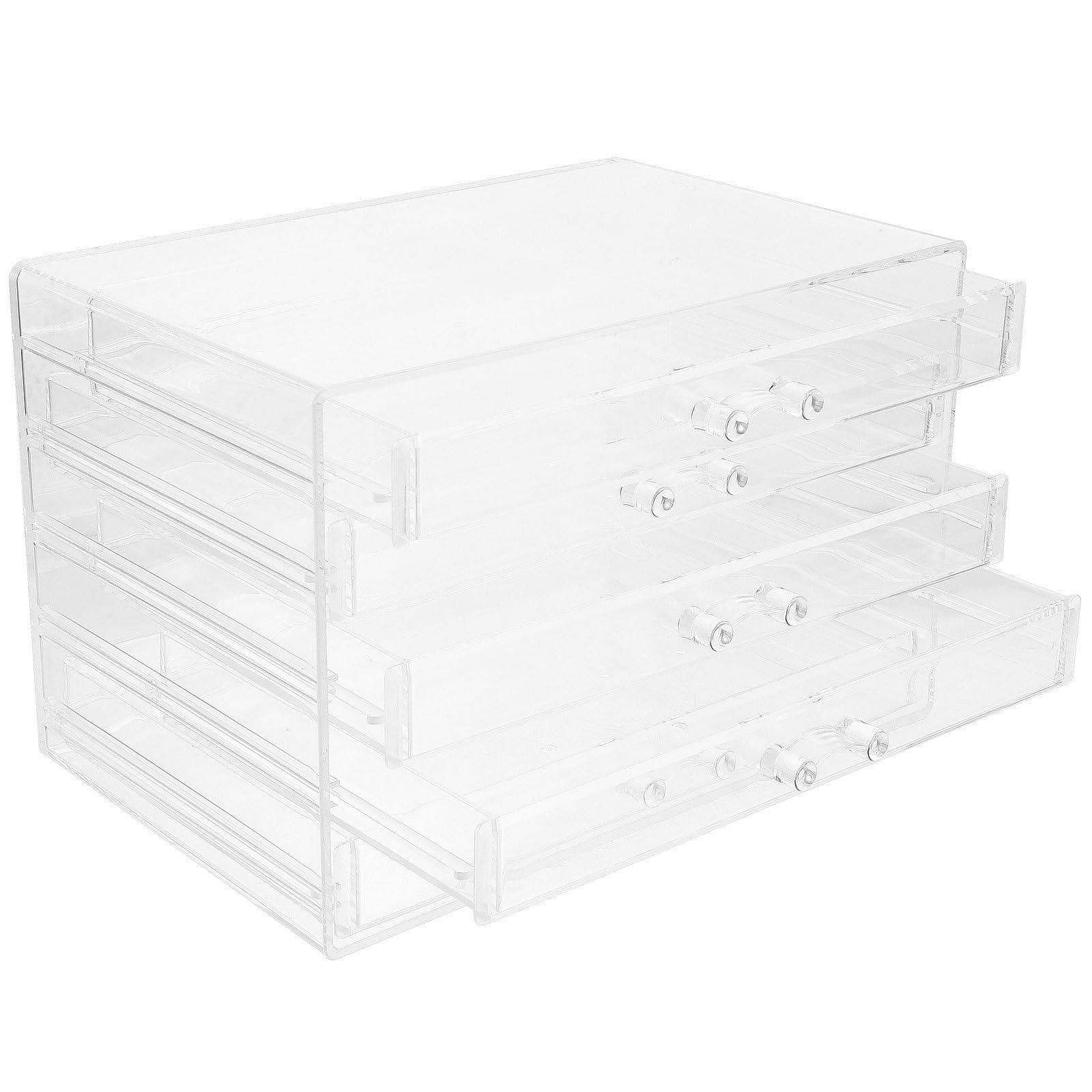 LIFKOME Organisateur de Maquillage Acrylique 5 Tiroirs Boîte de Rangement Multifonction Compacte pour Bijoux Rouge à Lèvres et Pinceaux pour Bureau et Coiffeuse Porte-Accessoires