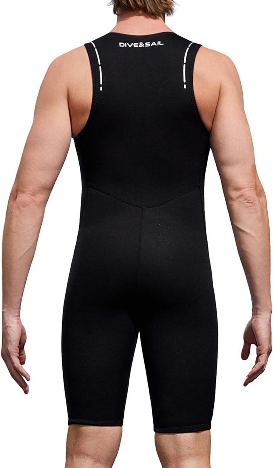 Mens 2mm Neoprene Shorty Wetsuit Sports Diving Swimwear Sleeveless Front Zipper Athletic Swimsuit