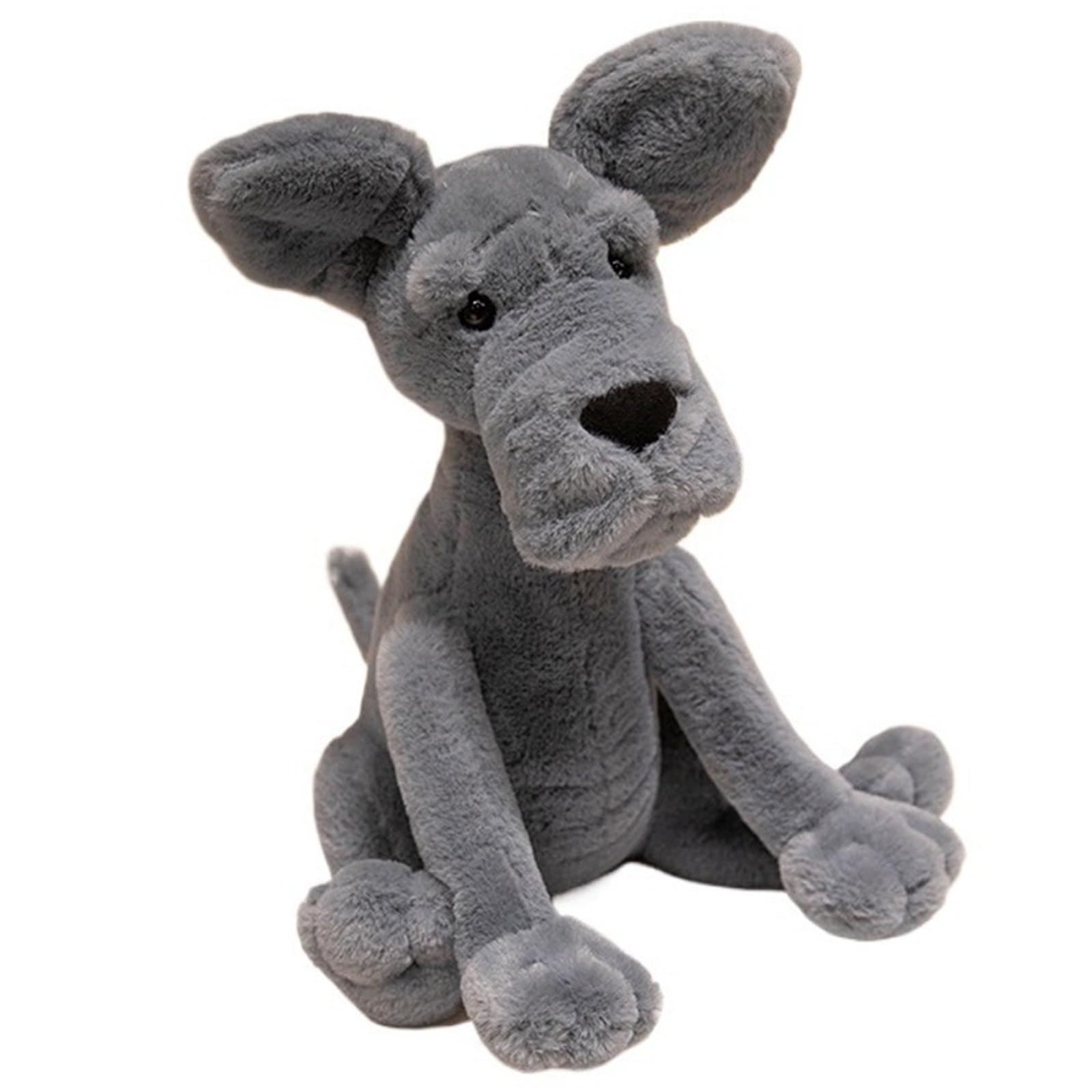 KUKUShining Dachshund Plush, Soft Cuddly Dog Stuffed Animal Puppet Simulation Zeus Great Dane Plushie Toy for Home Decor(Grey)