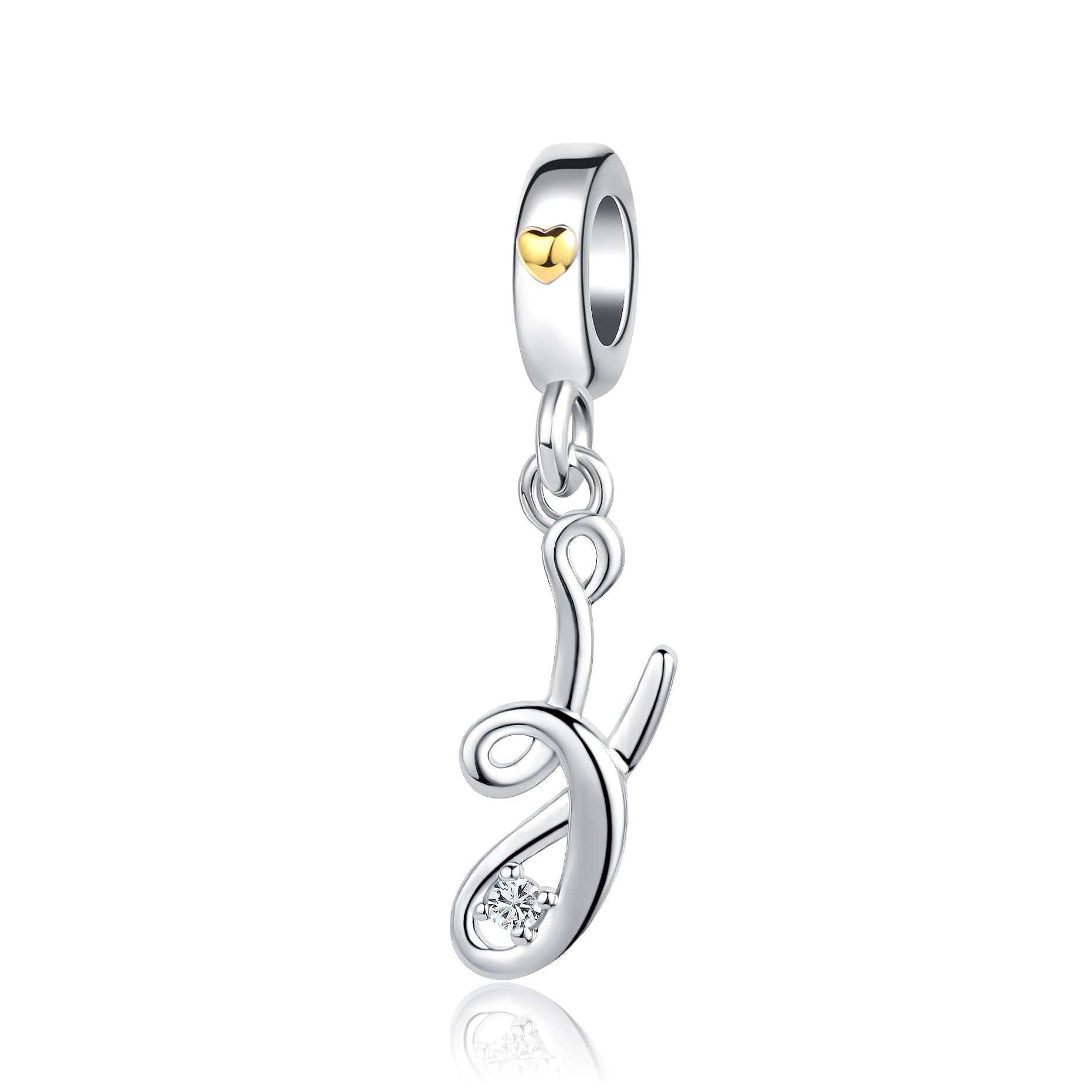 Silver Initial A-Z Letter Charm Compatible Pandora Charm Bracelets for Women Jewelry