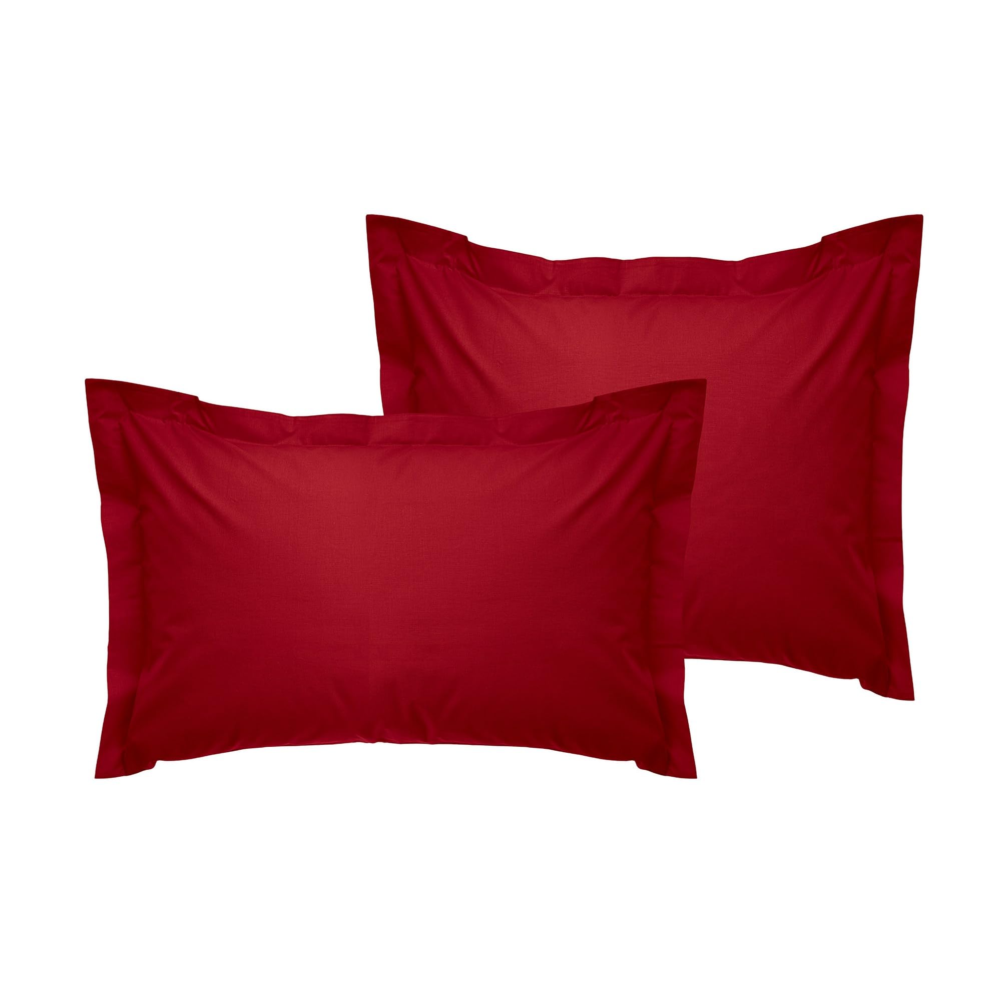 Oxford Pillowcase Set (2 Pieces), Claret Red, 80 x 80 + 5 cm, 100% Cotton Ranforce, 145 Thread Count | Envelope Closure, Machine Washable at 30°C
