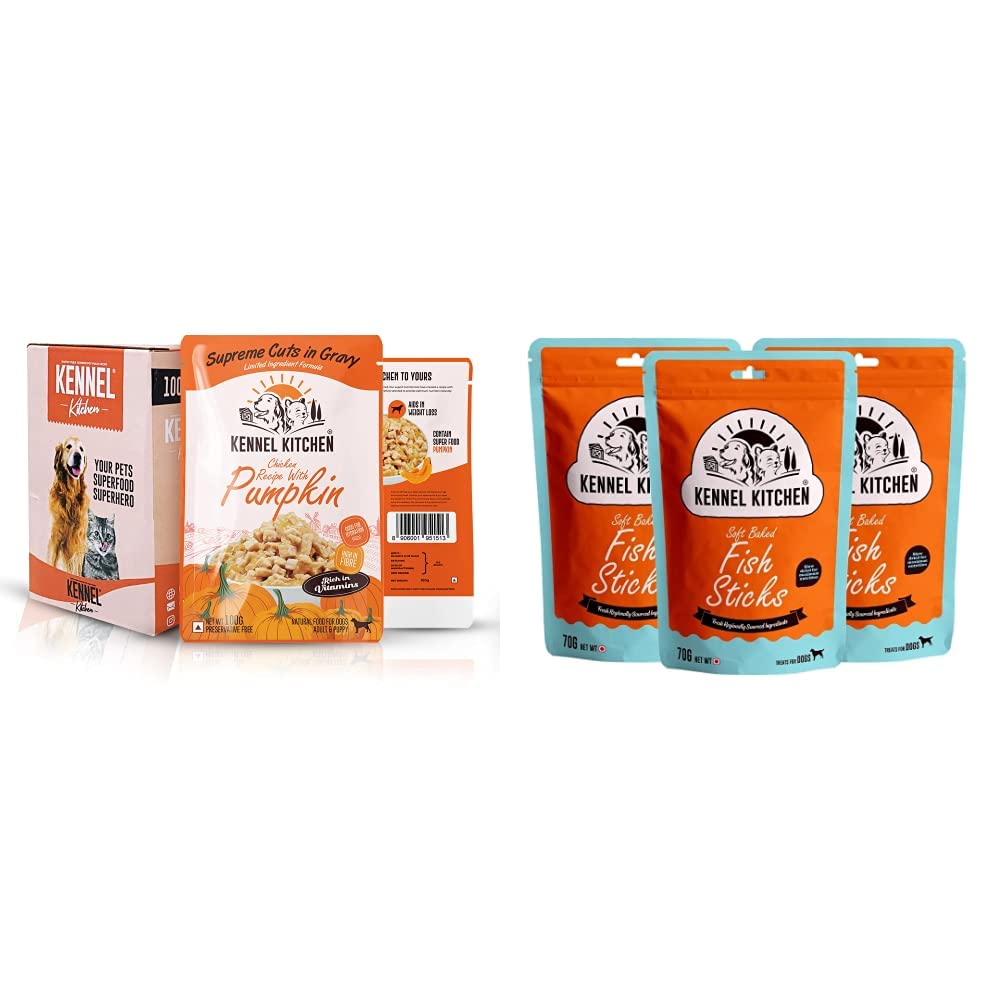 See full amazon price history chart for Kennel Kitchen Supreme Cuts in Gravy, Chicken Recipe with Pumpkin, 100g (Pack of 12) Wet Dog Food for Adult and Puppy&Kennel Kitchen Soft Baked Fish Sticks Treats for Dogs, 70g (Pack of 3) Kennel Kitchen Supreme Cuts in Gravy, Chicken Recipe with Pumpkin, 100g (Pack of 12) Wet Dog Food for Adult and Puppy&Kennel Kitchen Soft Baked Fish Sticks Treats for Dogs, 70g (Pack of 3) (B0BP59HGJT) Amazon Price History, Amazon Price Tracker