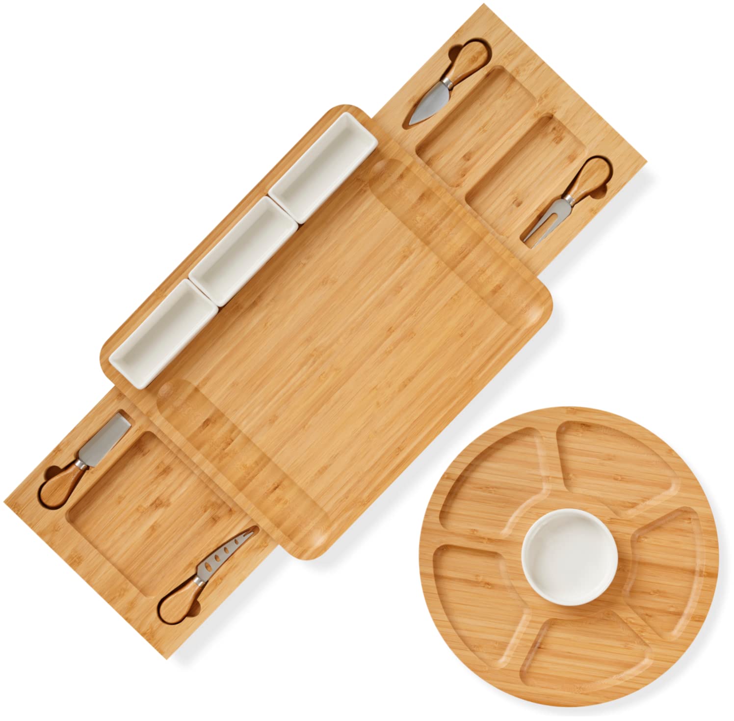 Stedware Cheese Board Set, Charcuterie Board & Knife Set with Cheese Tray, Large Bamboo Platter for Cheese & Meat - Gift for Women, Couples Wedding Anniversary, Housewarming