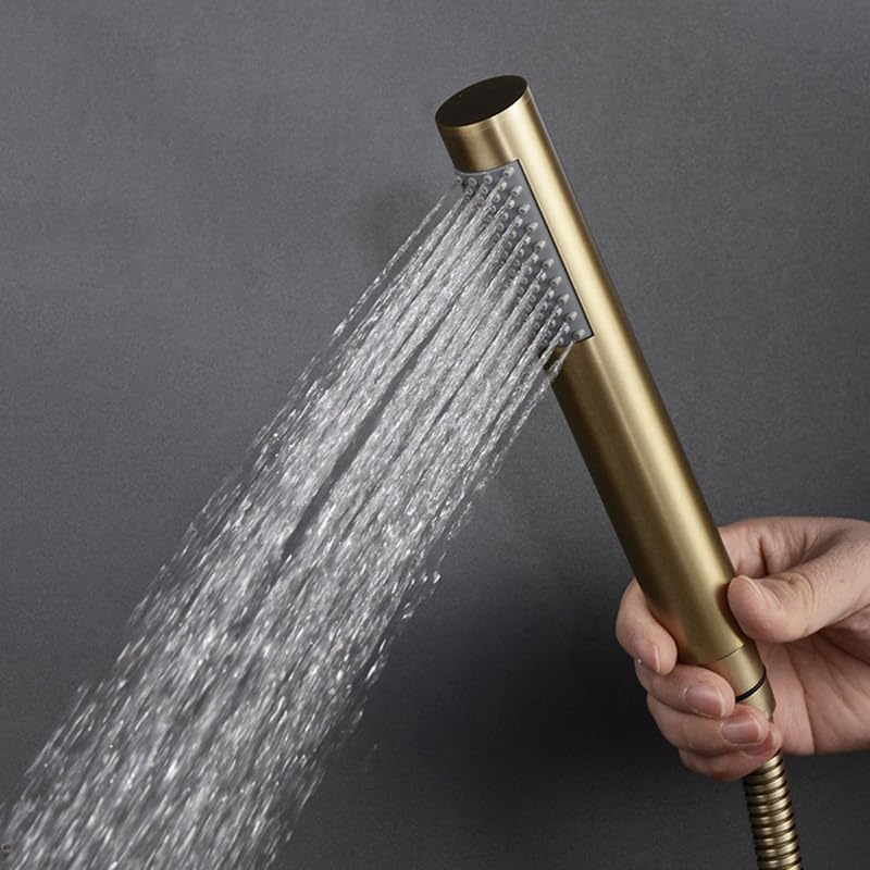 Juego de alcachofa de ducha de alta presión y rociador de mano de acero inoxidable en oro cepillado/oro rosa/blanco, 2 accesorios para una mejor experiencia de ducha