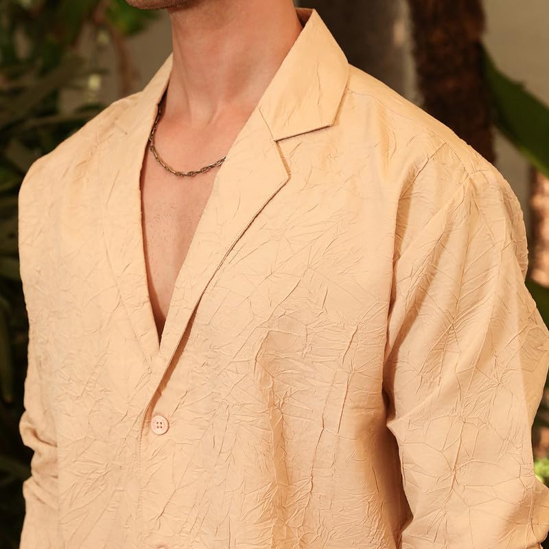 Image of CAHOOT Men's Oversized Shirt Casual Wear | Lapel Collar | Long Sleeve | Button Closure | Oversized Shirt Crafted with Comfort Fit for Everyday Wear