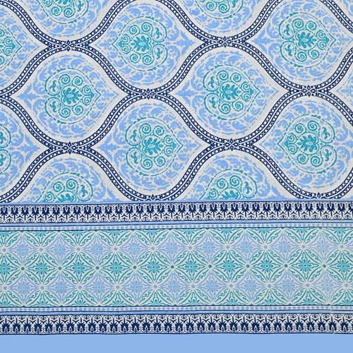 Image of 100% Cotton Single Bedsheet with 1 Pillow Cover | 240 TC Pure Cotton Flat Bed Sheet | Traditional Jaipuri Printed Bedding Set | Soft & Breathable | 60 x 90 Inch (Rangmahal Single 14)