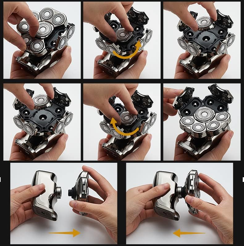 Miniatura 9 de Afeitadora 9D para hombres con cabeza flotante calva, afeitadora eléctrica 6 en 1 con recortadora de narizcuerpo, pantalla LED húmedaseca, kit de
