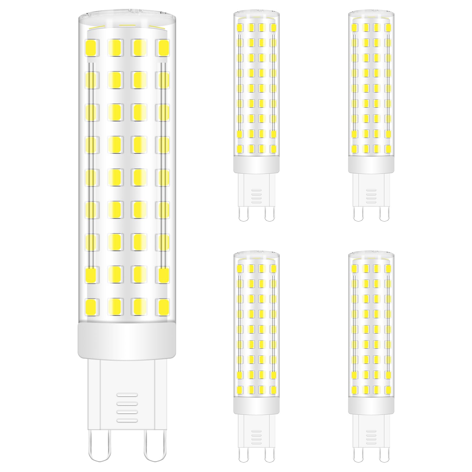 TRIJZHOU 9W G9 Led Light Bulbs, Equivalent to 75W 80W Halogen, 220-240V 850lm Cool White 6000 Kelvin, Non-Dimmable No Flicker, G9 Energy Saving for Chandeliers 5-Pack — image 1