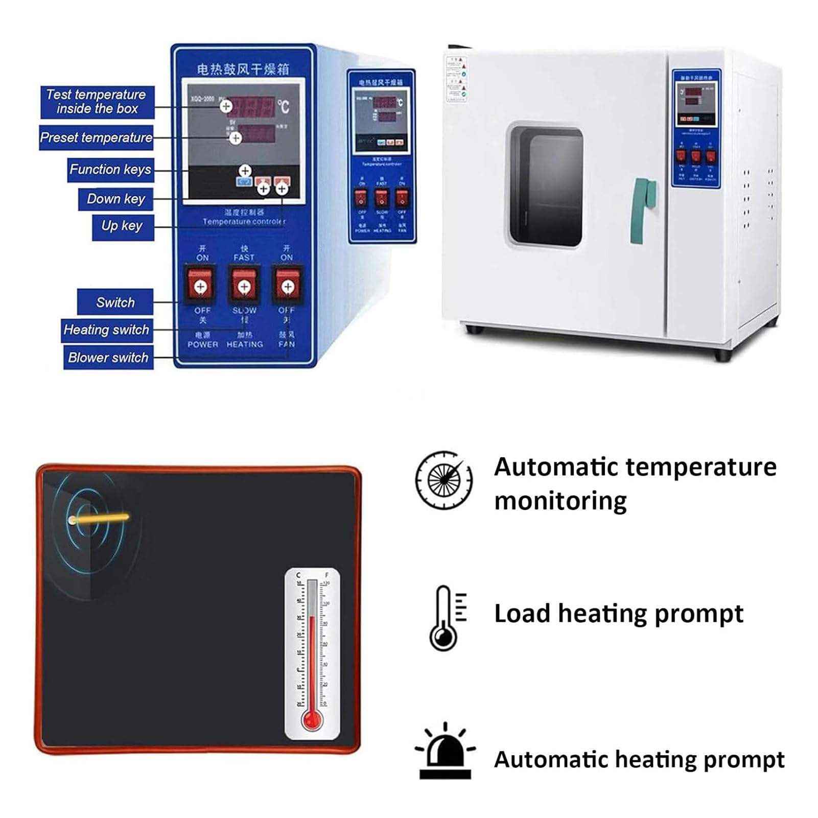 Horno De Secado Al Vacío, Horno De Secado Rápido a Temperatura Constante De 16 L, Hornos De Laboratorio De Acero Inoxidable Para Secado Y Recubrimiento En Polvo, Temperatura De Trabajo: 50-300 ℃