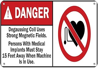 Aluminum Horizontal Metal Sign Multiple Sizes Danger Degaussing Coil Uses Strong Magnetic Fields White Pacemaker Warning with Border Weatherproof Street Signage 10x7Inches