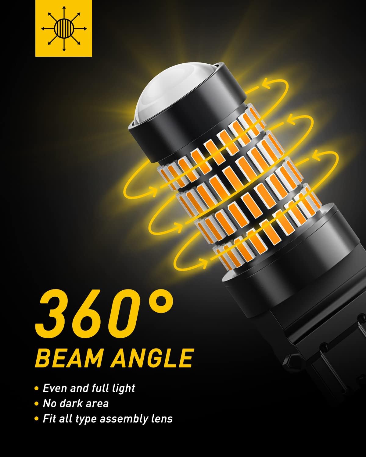 AUXITO 3157 LED Bulbs Amber, Super Bright 3056 3156 3057 4157 LED Bulbs with Projector for Turn Signal Blinker Reverse Back Up Parking Marker Lights Amber Yellow 3157/3156