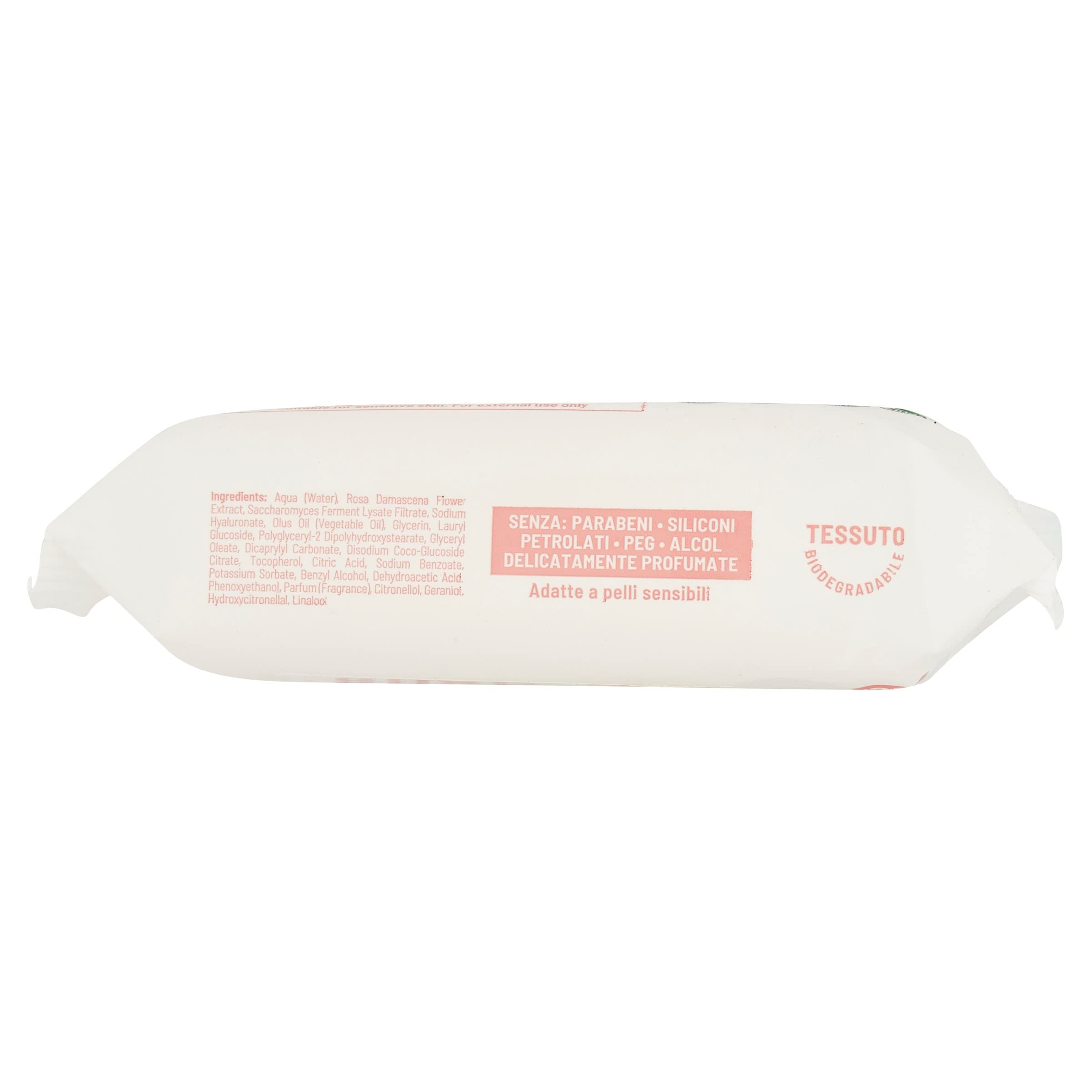 Equilibra, Rosa Ialuronica Salviette Micellari Struccanti, in Tessuto 100% Naturale Viscosa, con Estratto di Rosa Fermentata, Acido Ialuronico e Ceramidi Vegetali, Struccano Delicatamente, 25 pz