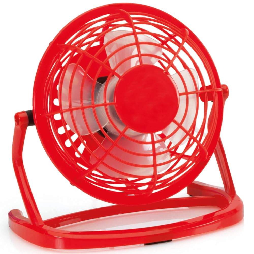 eBuyGB Mini USB Desk Fan, Small Quiet Personal Cooler, USB Powered Portable Table Fan, Red