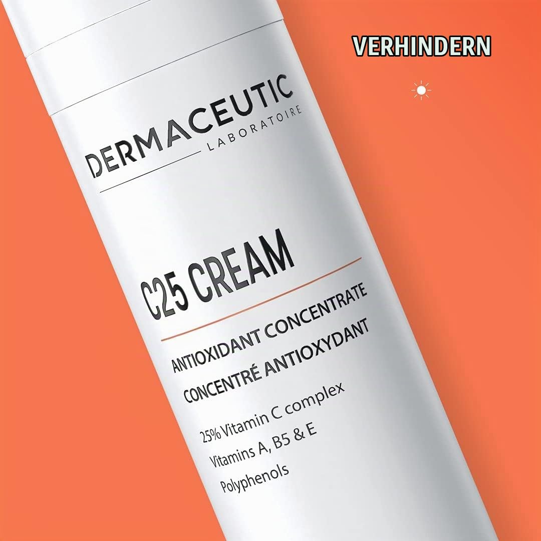 C25 Cream | Antioxidative & Anti-Aging Gesichtscreme | 25% Vitamin C & Polyphenole | Kraftvoller Komplex mit Vitaminen C, A, B5 & E | Anti-Falten | Vegan & Ohne Silikon | 30 ml | Dermaceutic