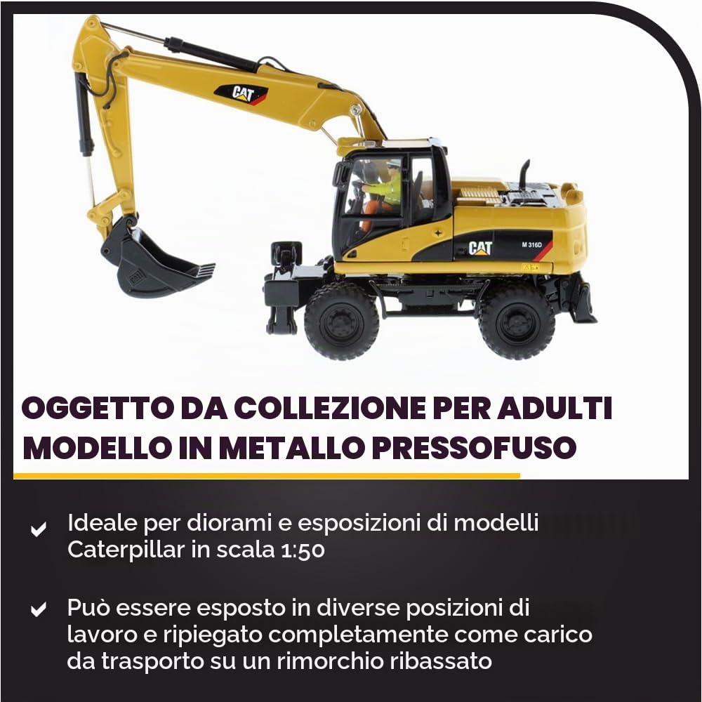 Caterpillar Diecast Masters 85171c - Escavatore Mobile M316D, Scala 1:50, Circa 16,9 x 5,6 x 7 cm, dai 14 Anni in su