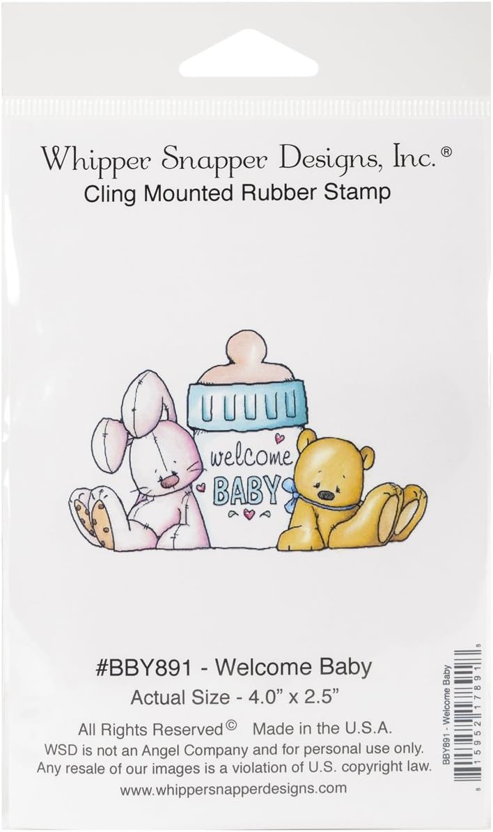 Whipper Snapper Designs Welcome Baby Cling Stamp, 4.25" by 7"