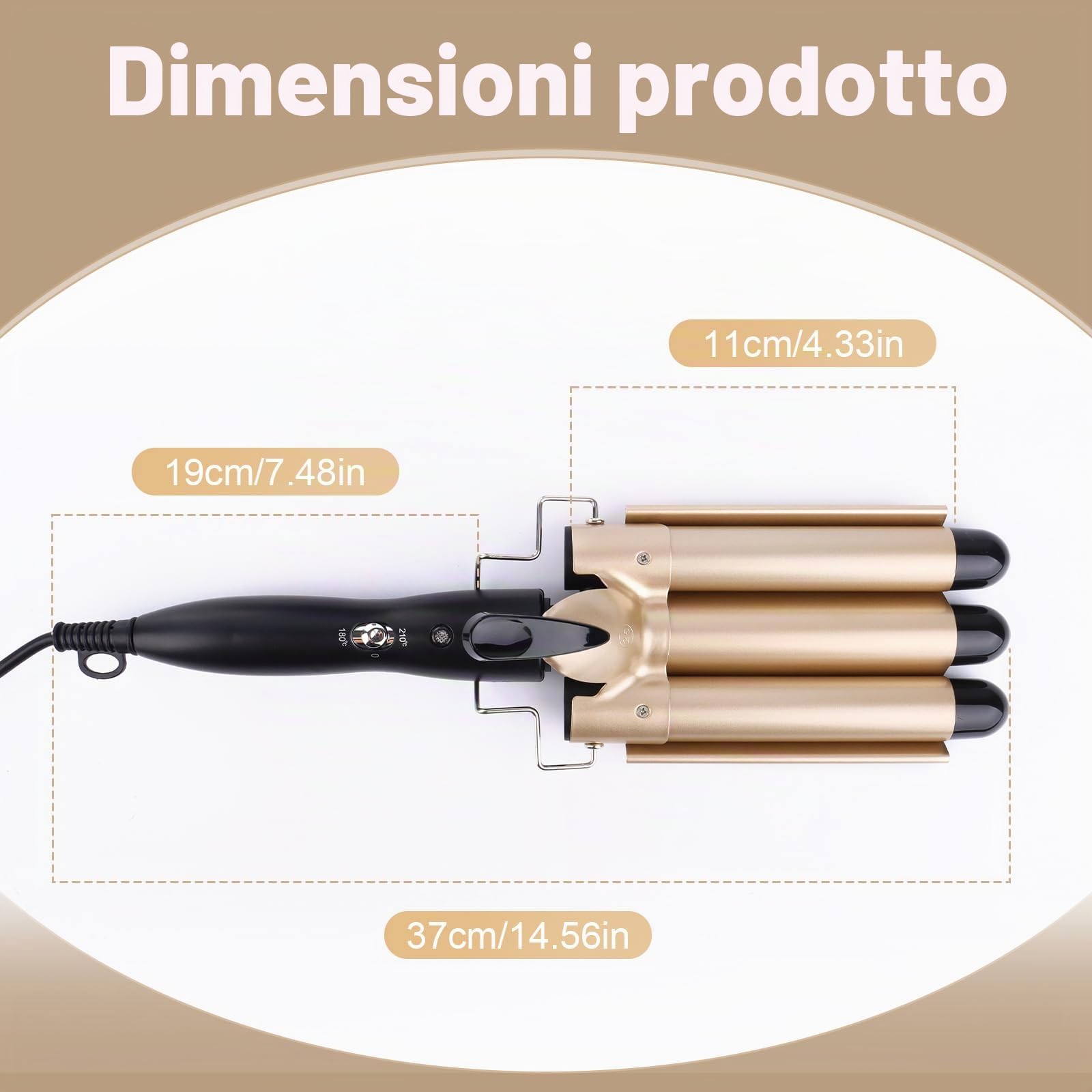 Ferro ondulato per capelli, arricciacapelli con 3 rulli con temperatura regolabile, ferro ondulato arricciacapelli 25mm Mermaid Hair Waver Riscaldamento rapido Grande onda per capelli lunghi/corti