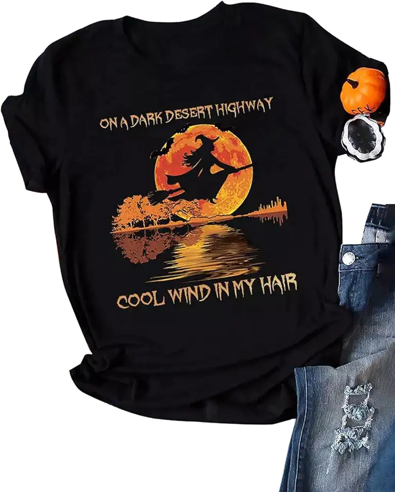 SECETKET Women Halloween Shirts On A Dark Des...