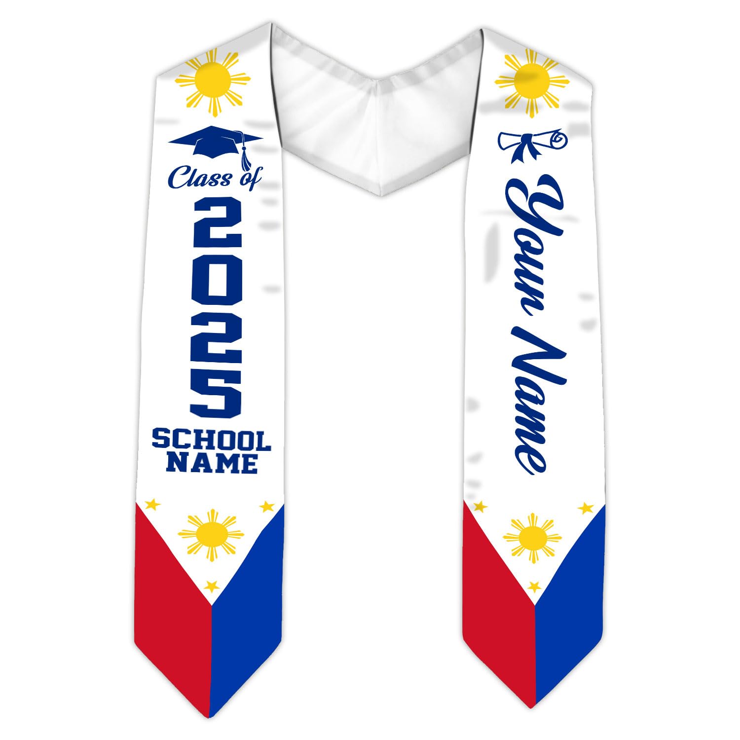 MonkeyVan Custom Philippines Flag Graduation Sash 2025, Filipino Graduation Sash Filipinos American Flag Graduation Stole 2025 Plp 1