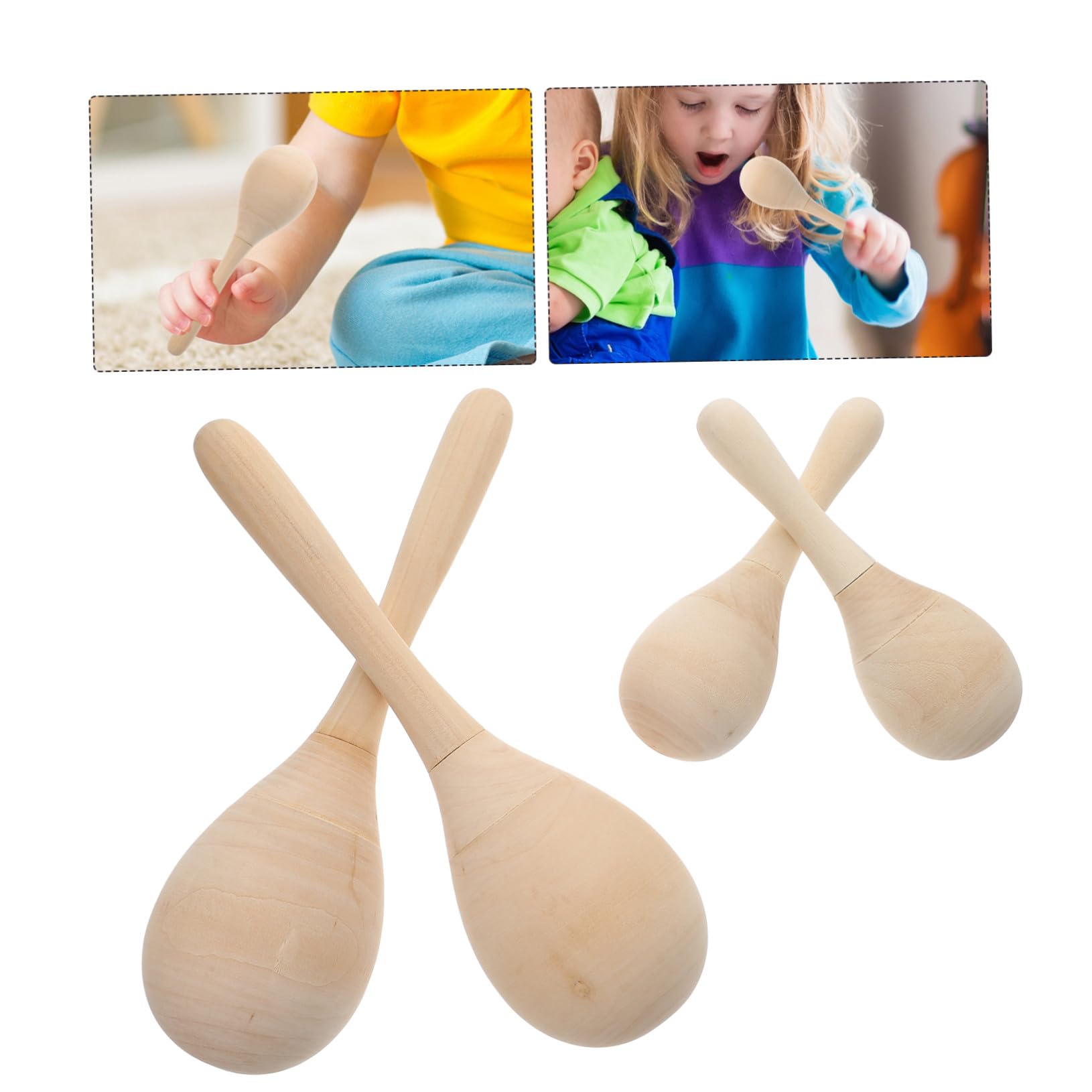HANABASS 12pezzi Maracas in Legno per Ragazzo Ragazza Ragazza Strumenti Musicali Fai da Te Giocattoli Educativi Sonagli Musicali per Migliorare Coordinazione e Interesse per Attività