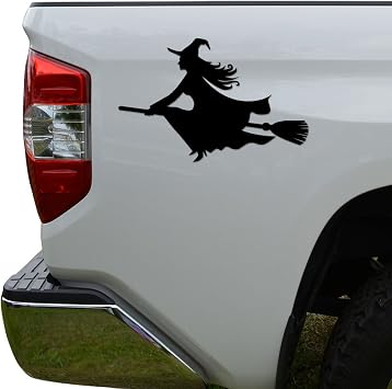 Rosie Decals Witch Flying Broomstick Die Cut Vinyl Decal Sticker For Car Truck Motorcycle Window Bumper Wall Decor Size- [6 inch/15 cm] Wide Color- Gloss Black