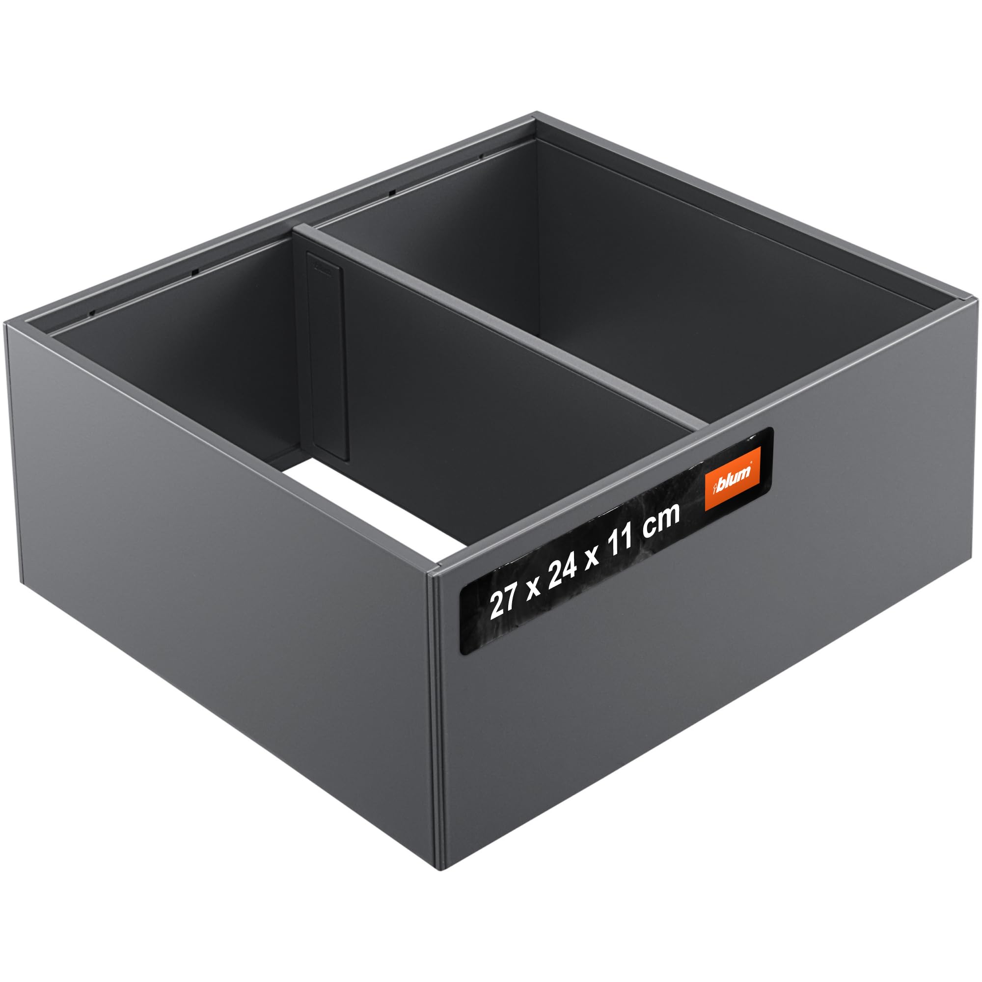 Blum AMBIA-LINE drawer organiser in powder-coated steel | ideally suited for use in kitchen, bathroom & living area | modularly expandable | 27 × 24 × 11 cm | with magnetic plate | Orion Grey