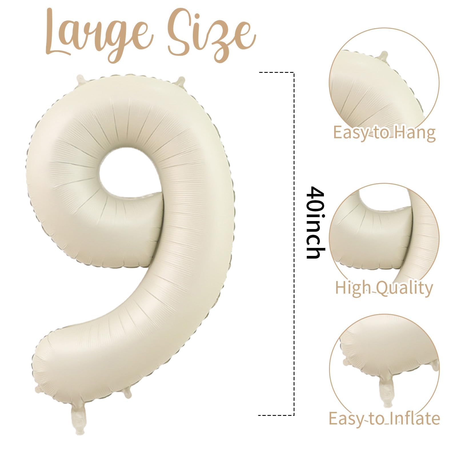 3*2様 04aw number nine balloon benie Amazon.com: 40 Inch Cream White 9 Balloon Numbers, Large Number 9