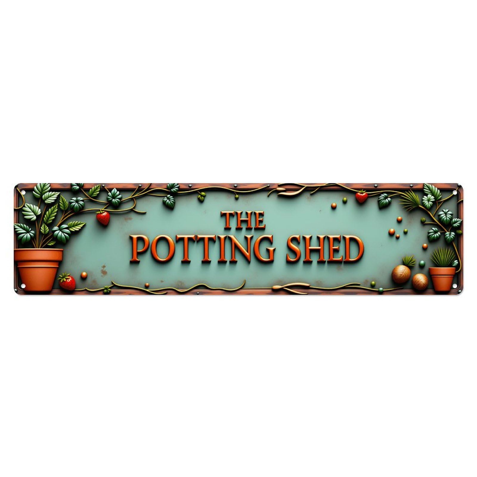 Ldfuieksufg Style Rectangular The Potting Shed Strawberry Plant Wall Sign Garden Decor Vintage Aluminium Metal Sign, Retro Wall Decor For Home, Bar, Garage & Farmhouse 10 * 40Cm