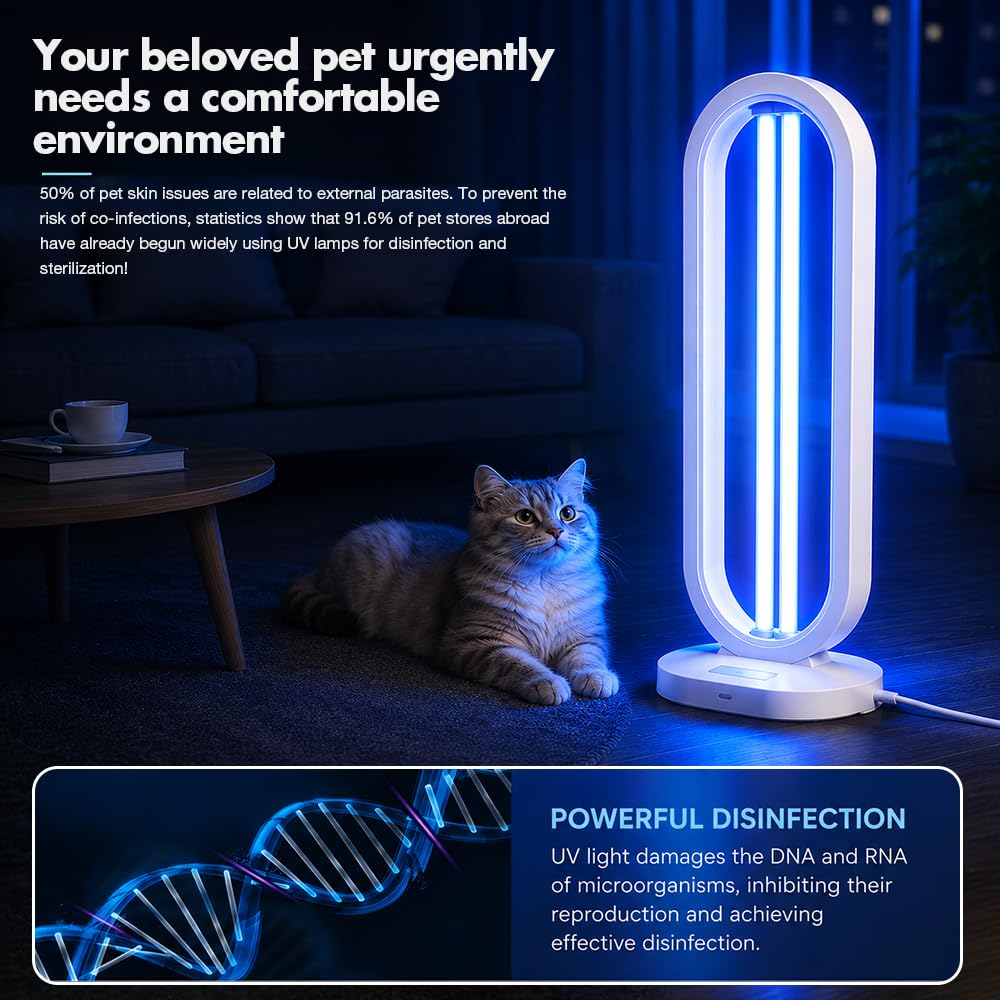 UVC Lampe, UV Lampe Desinfektion 38W mit Ozongeneration, UV Desinfektionsgerät für Räume von 40 m², 220V UVC Licht für Badezimmer, Schlafzimmer, Küche, Büro, Hotel