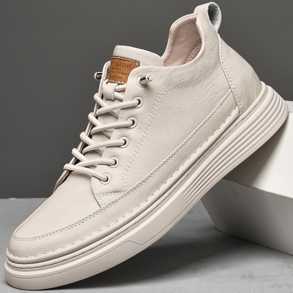 Scarpe Casual da Uomo Altezza Invisibile in Pelle Scarpe Sportive Stringate Moda Traspirante Confortevole e Leggera