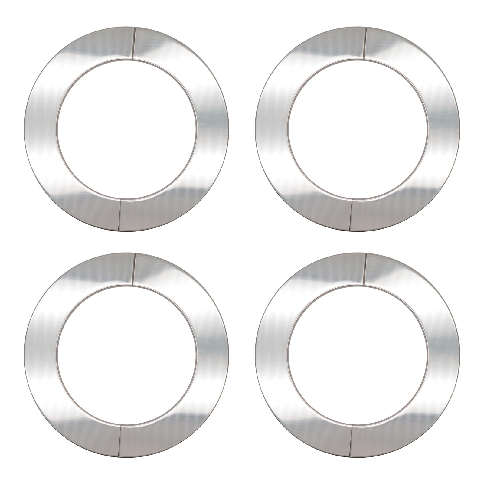 Pastlla 4 PCS Plumbing Cover Plates Self-Adhesive Tape Pipe Cover Decoration Escutcheon Plate Stainless Split Flange Hinged Floor and Ceiling Plates