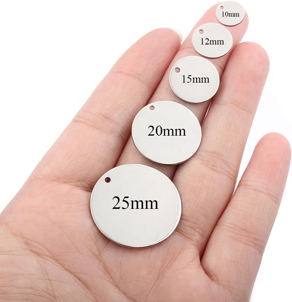 20Pcs Personalized Round Engraving Logo/Text Pendants Stamping Tag Charms, Stainless Steel Bracelet Necklace Earring DIY Jewelry Making, Diameter 10mm/12mm/15mm/20mm/25mm - Image 6