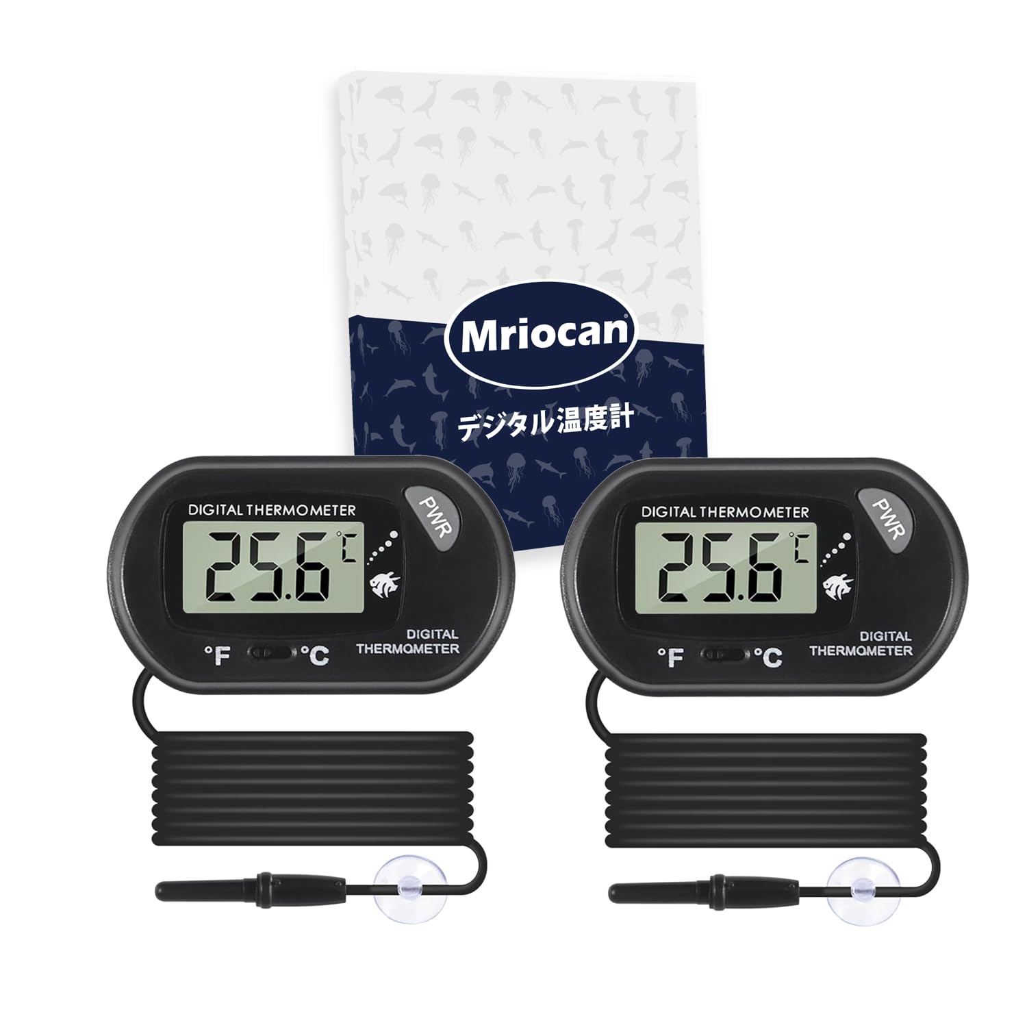 Mriocan【2個セット】デジタル 温度計 水槽 水温計 -50℃～70℃ 吸…