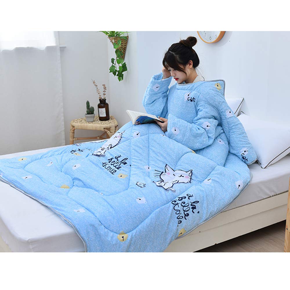 Manta Infantil con Mangas, edredón Perezoso portátil con Cremallera, Saco de Dormir de algodón cálido, edredón Grueso del Cabo, Capa a Prueba de Viento para la Oficina en el hogar 47 * 63in,d